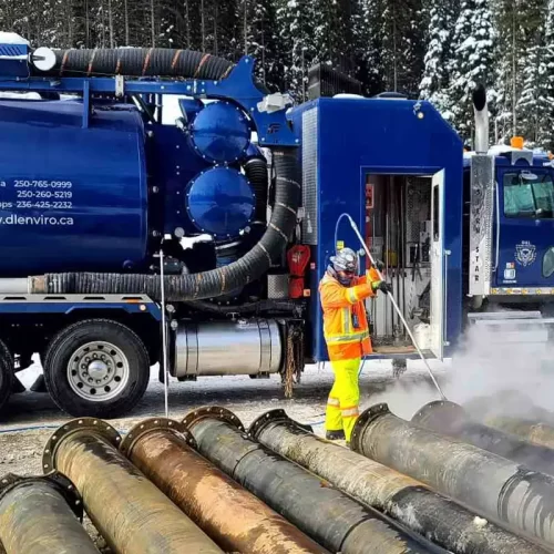 Hydrovac truck on a project cleanup