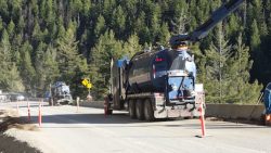 D&L hydrovac truck working on a mountain highway